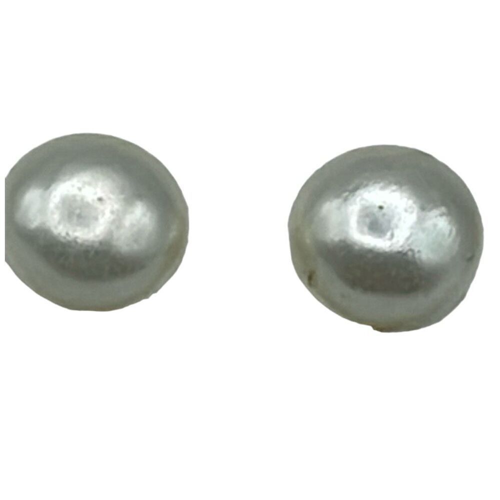 Vintage JMS faux pearl gold plated classic button earrings.